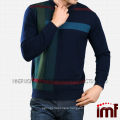 Manufacturer Direct Plaid Stripes Slim Crew Neck Mens Wool Sweater for Autumn